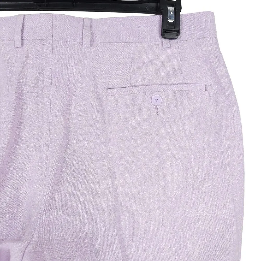 Bar III Mens Slim Fit 2 Piece Suit 40R 31x30 Lavender Purple Solid Linen Cotton